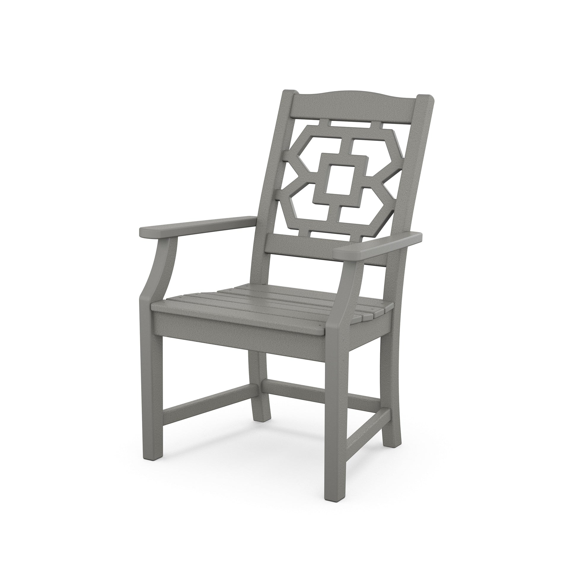 POLYWOOD Chinoiserie Dining Arm Chair — Slate Grey