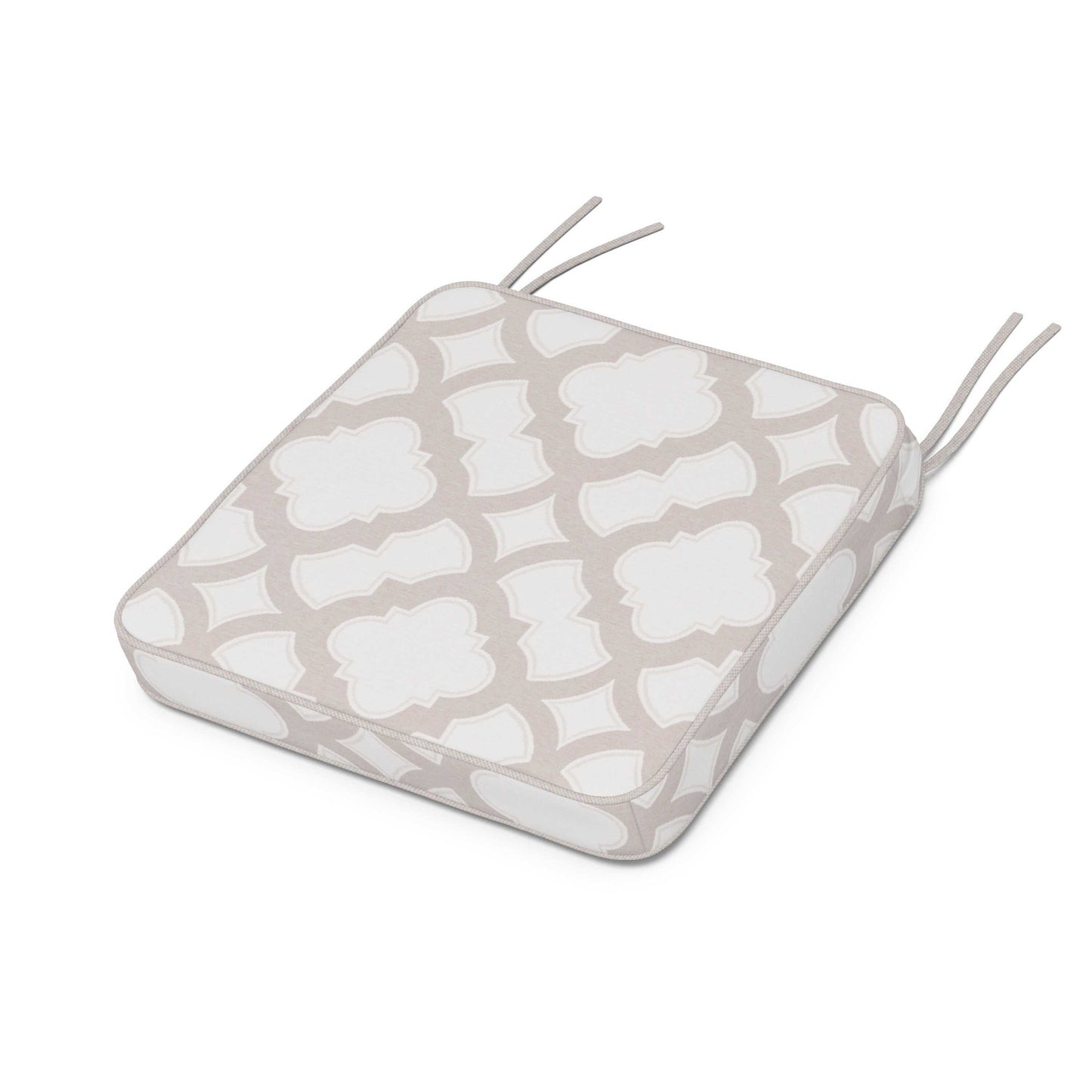 POLYWOOD Chinoiserie Side Chair Seat Cushion — Trellis Dune Burlap