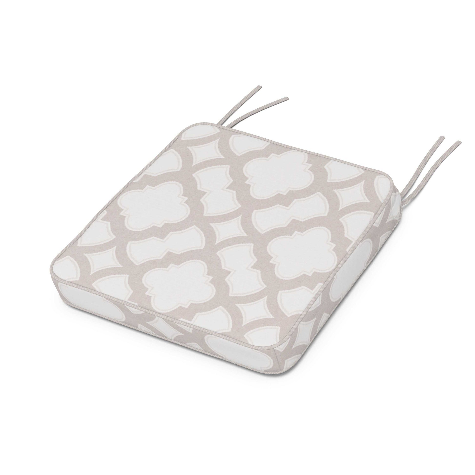 POLYWOOD Chinoiserie Side Chair Seat Cushion — Trellis Dune Burlap