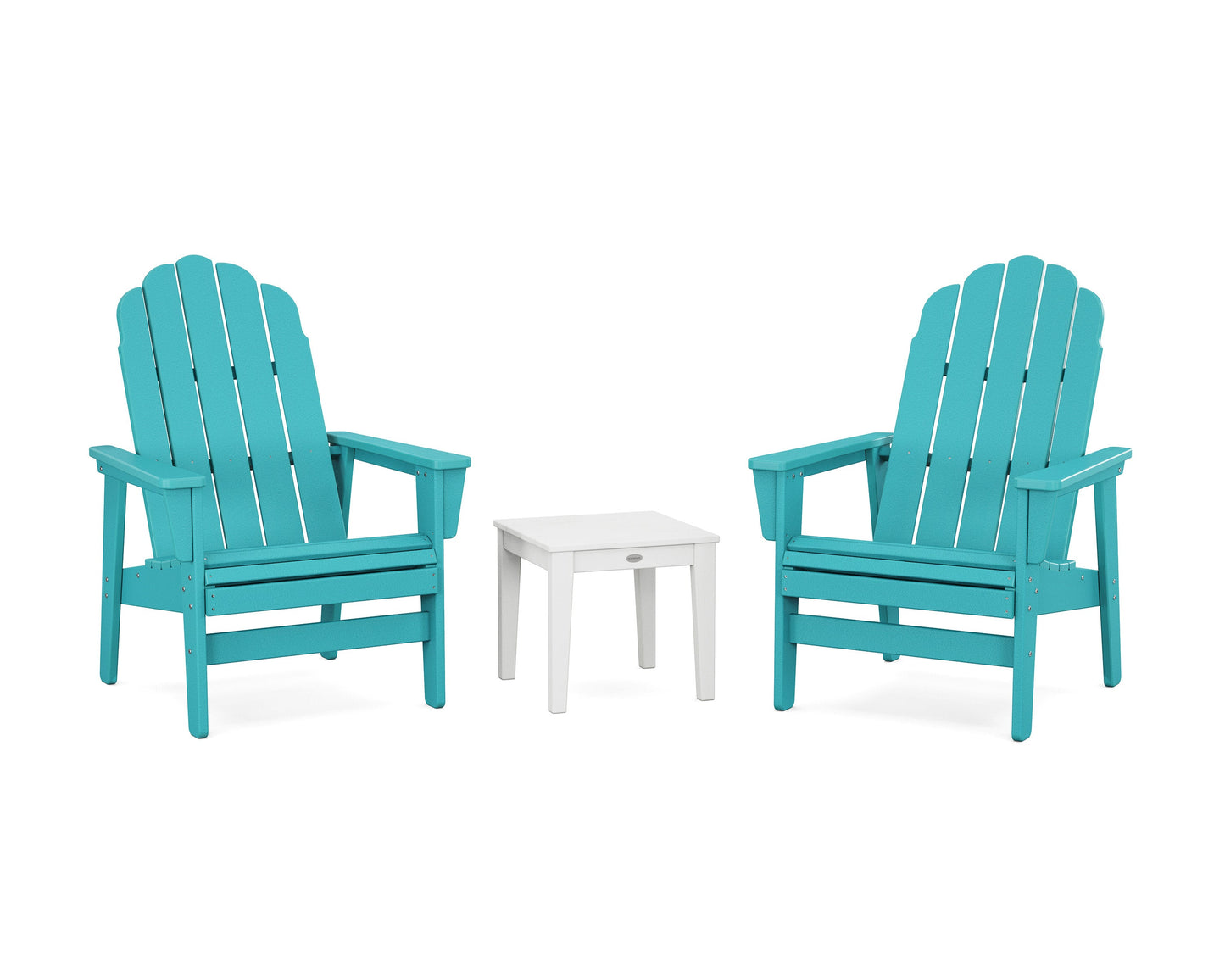 POLYWOOD 3-Piece Vineyard Grand Upright Adirondack Set — Aruba / White