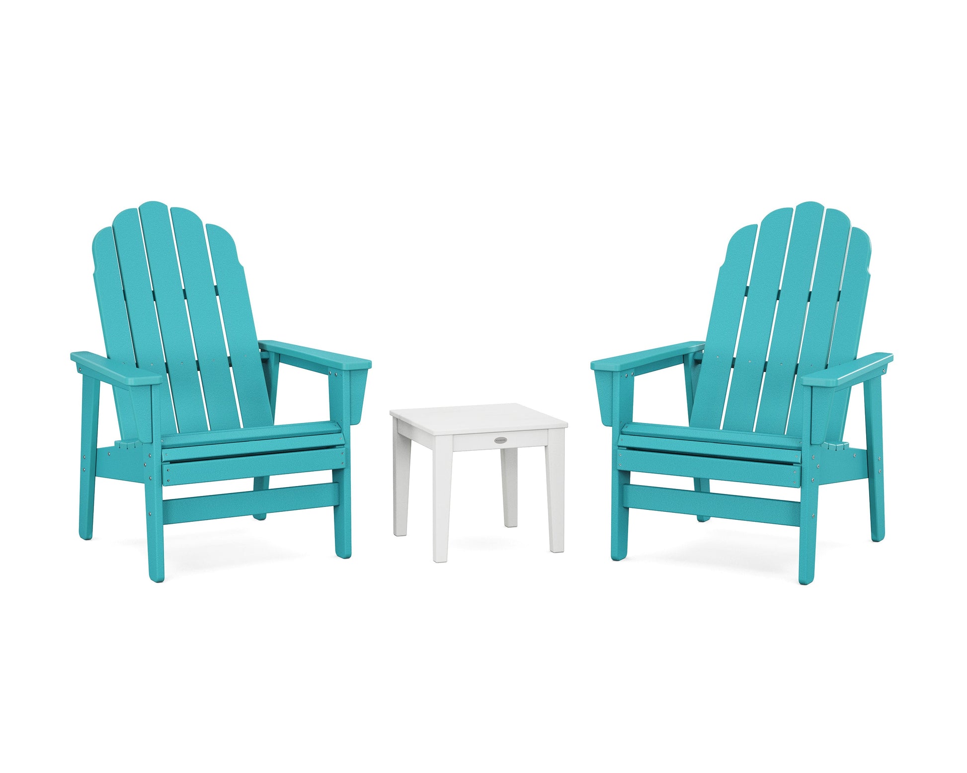 POLYWOOD 3-Piece Vineyard Grand Upright Adirondack Set — Aruba / White