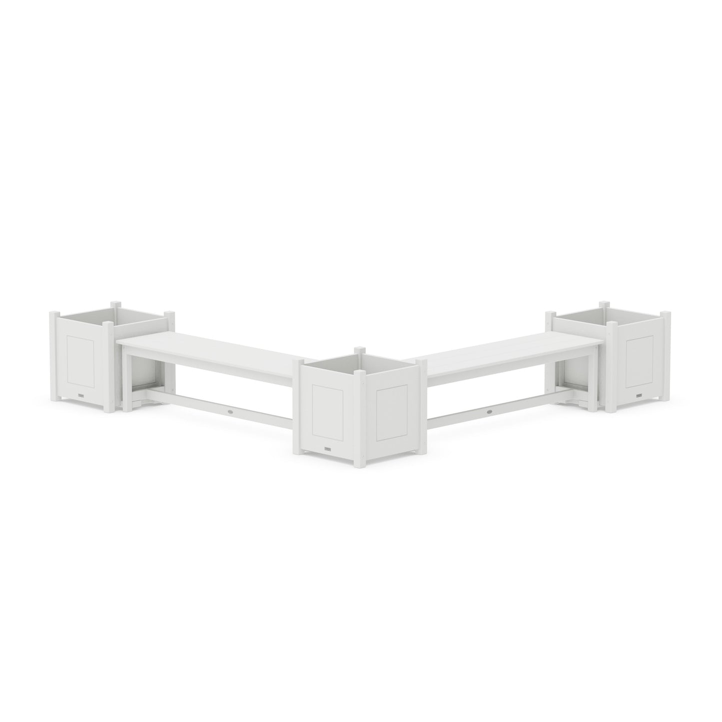POLYWOOD 60" Country Living L- Shaped Planter Bench Corner Set - Large — White