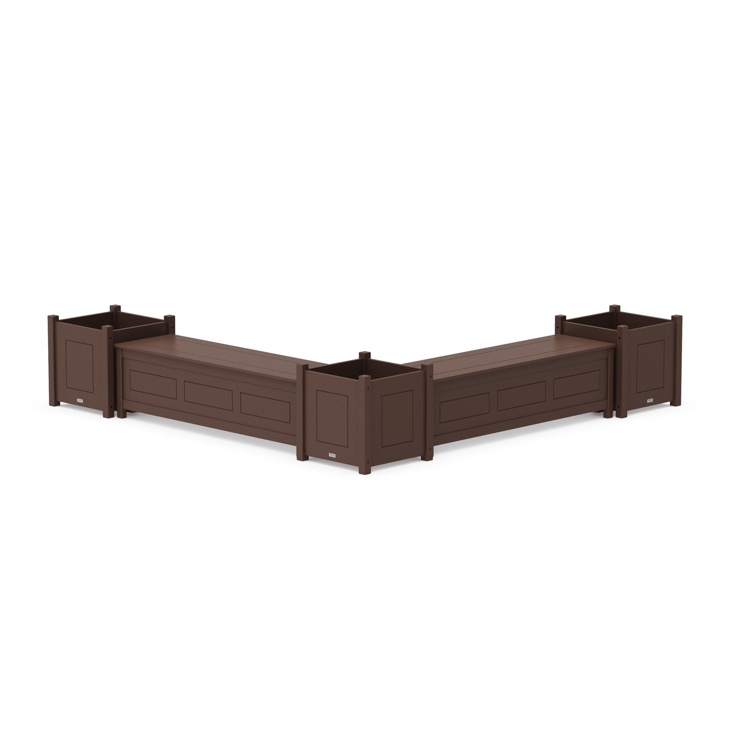POLYWOOD 60" Country Living L- Shaped Planter Storage Bench Corner Set- Large — Mahogany