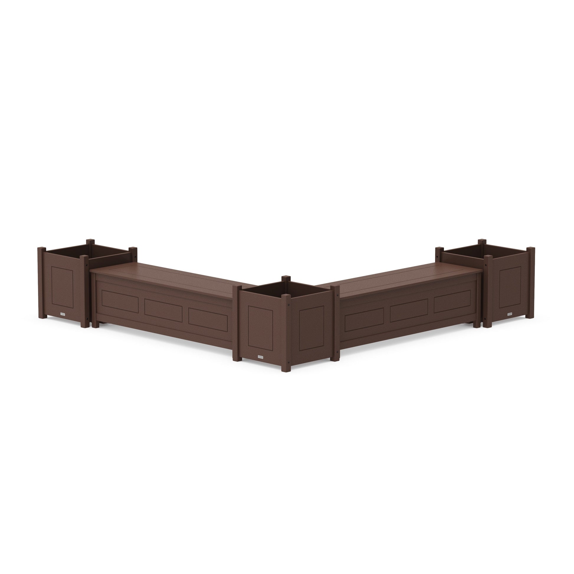 POLYWOOD 60" Country Living L- Shaped Planter Storage Bench Corner Set- Large — Mahogany