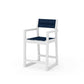 POLYWOOD EDGE Sling Counter Arm Chair — White / Navy Blue Sling