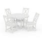 POLYWOOD Braxton Side Chair 5-Piece Round Dining Set With Trestle Legs — White