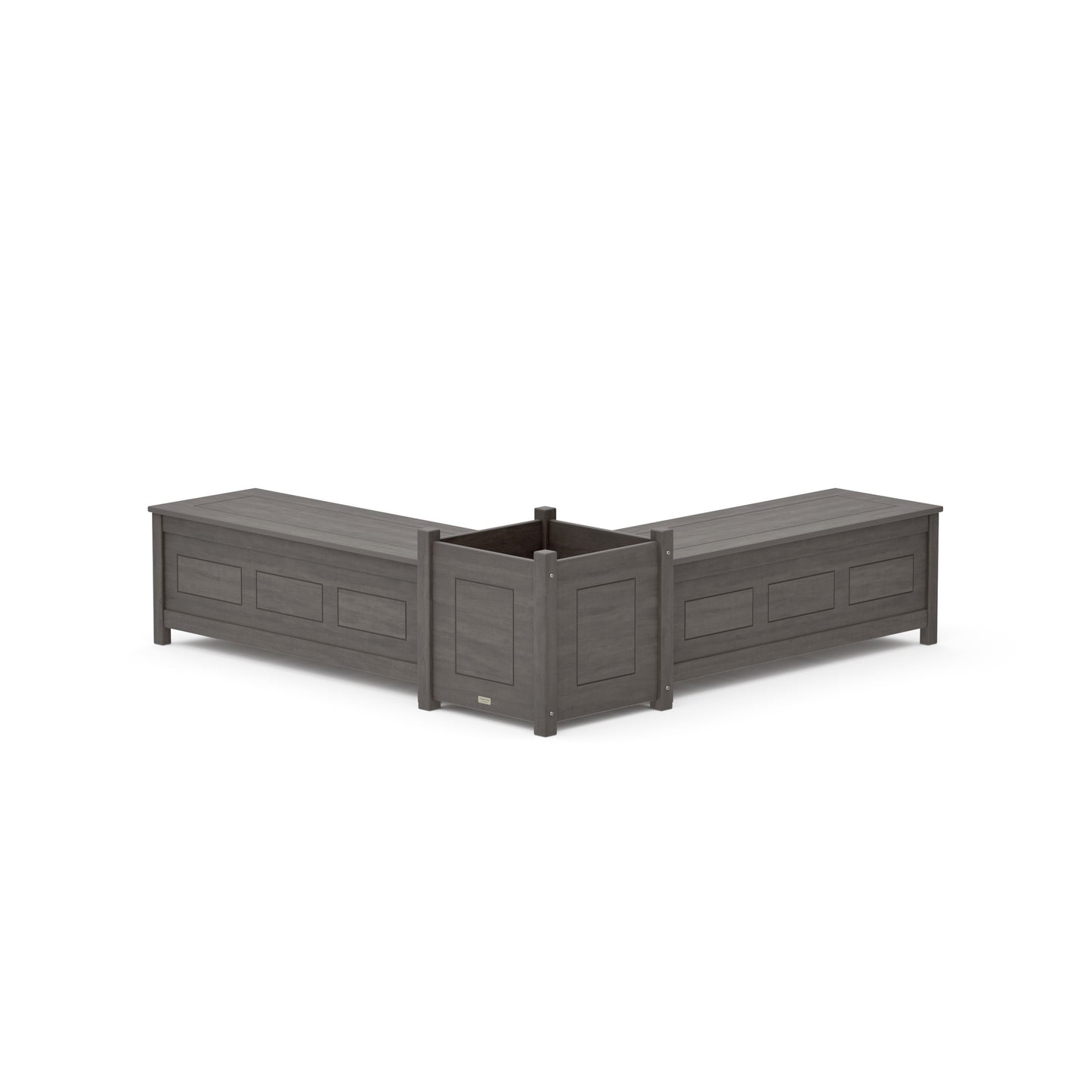 POLYWOOD 48" Country Living L- Shaped Planter Storage Bench Set- Large — Driftwood