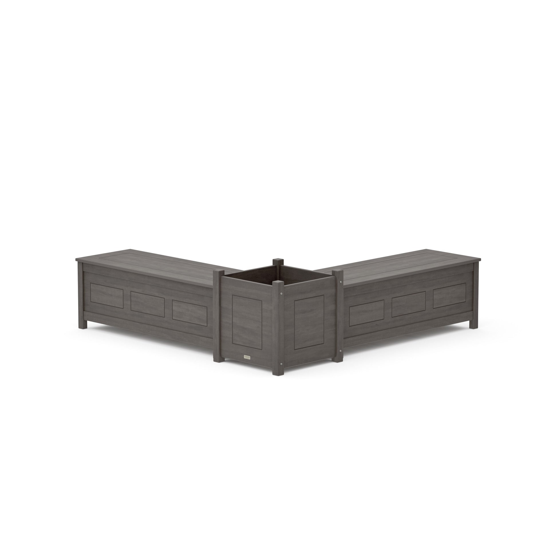 POLYWOOD 48" Country Living L- Shaped Planter Storage Bench Set- Large — Driftwood