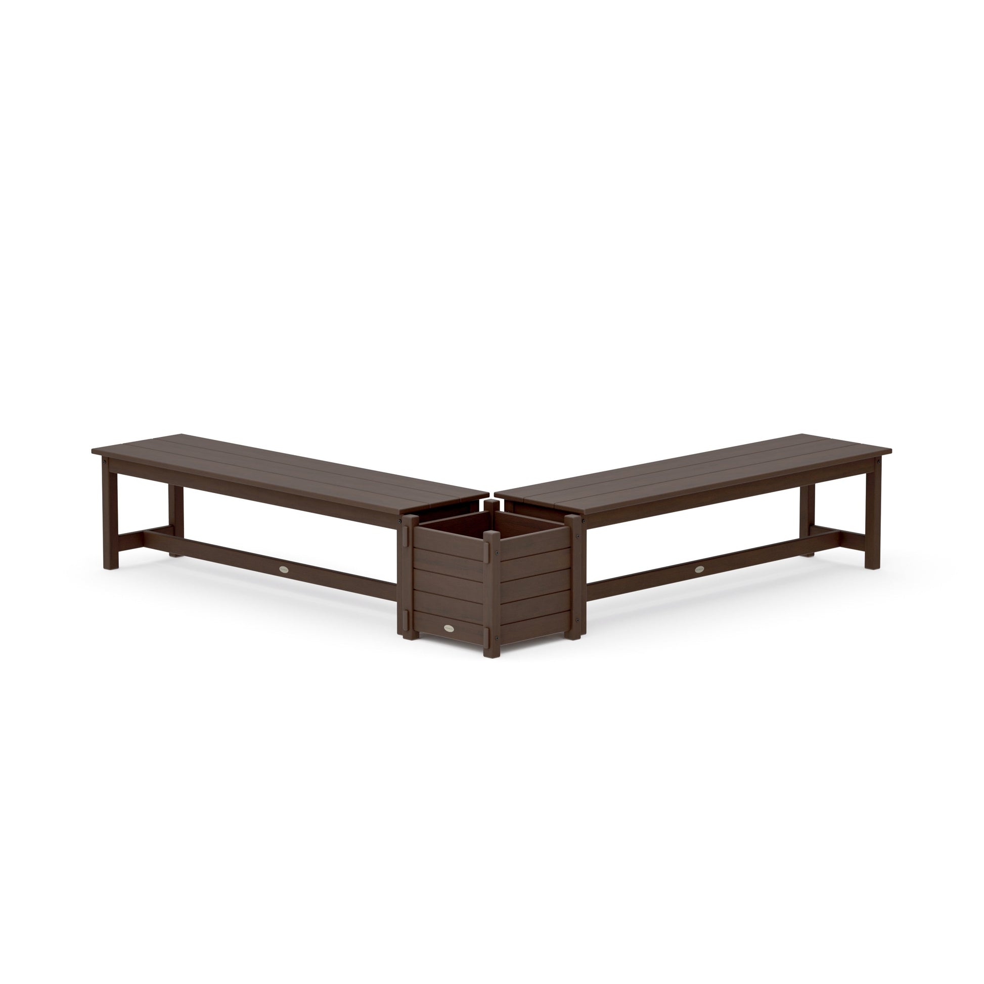 POLYWOOD 60" Nautical L- Shaped Planter Bench Set — Kona