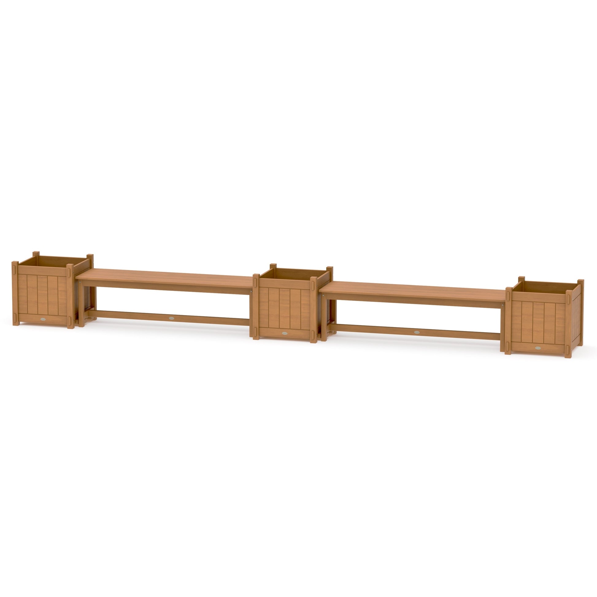 POLYWOOD 60" Vineyard Straight Double Planter Bench Set - Large — Natural