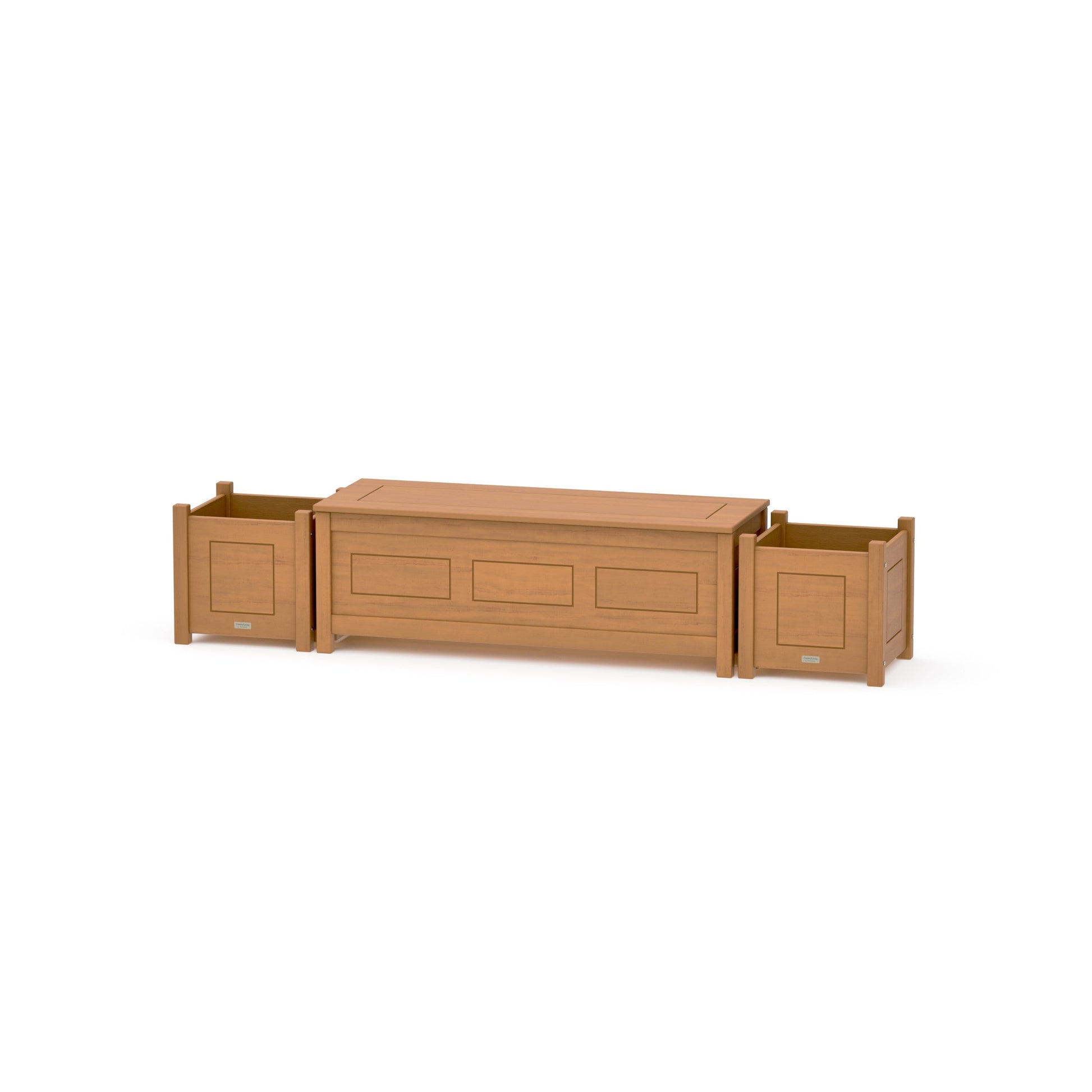 POLYWOOD 48" Country Living Straight Planter Storage Bench Set — Natural