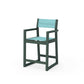 POLYWOOD EDGE Sling Counter Arm Chair — Green / Dupioni Aquamarine Sling