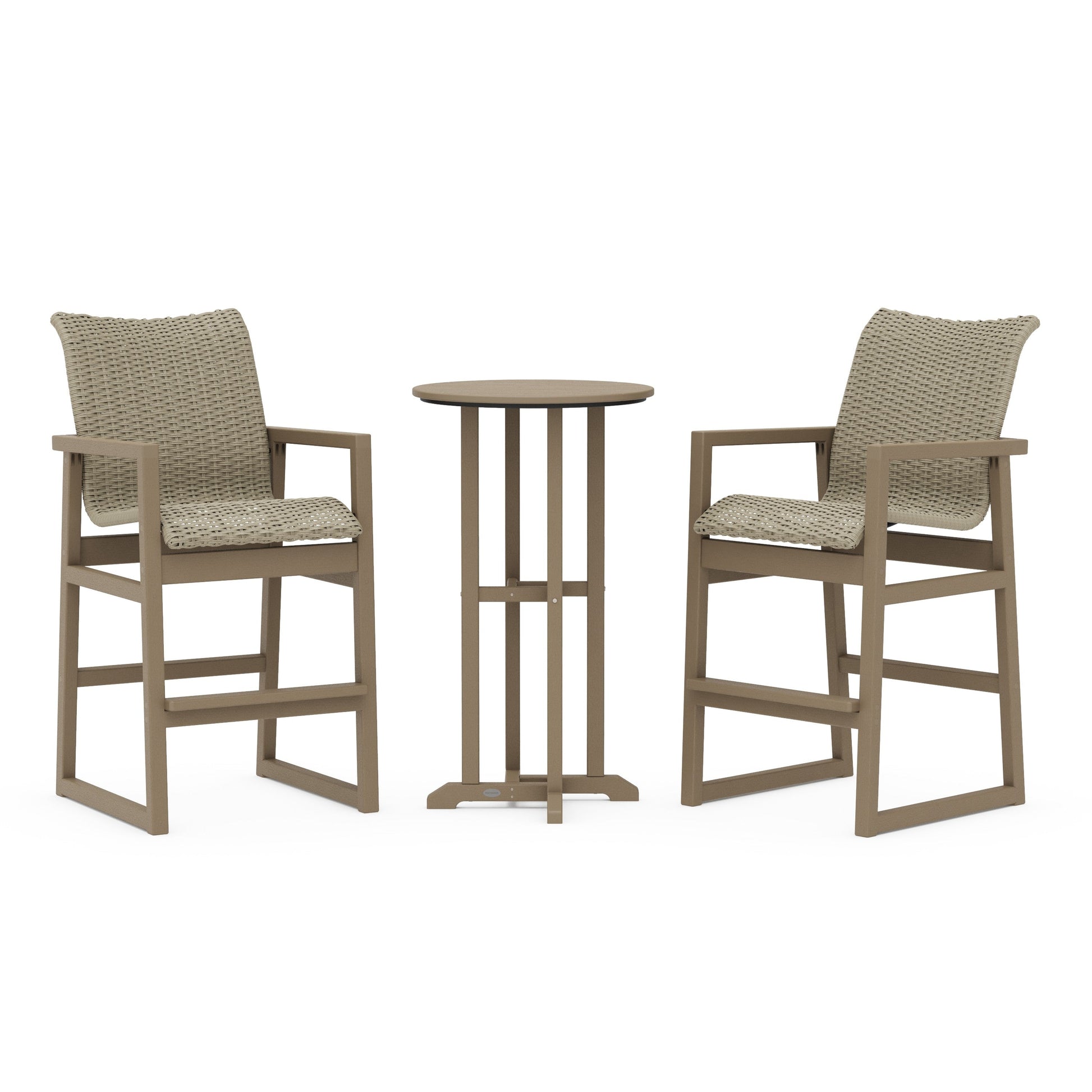 POLYWOOD EDGE Woven 3-Piece Farmhouse Bar Set — Vintage Sahara / Dune Grass