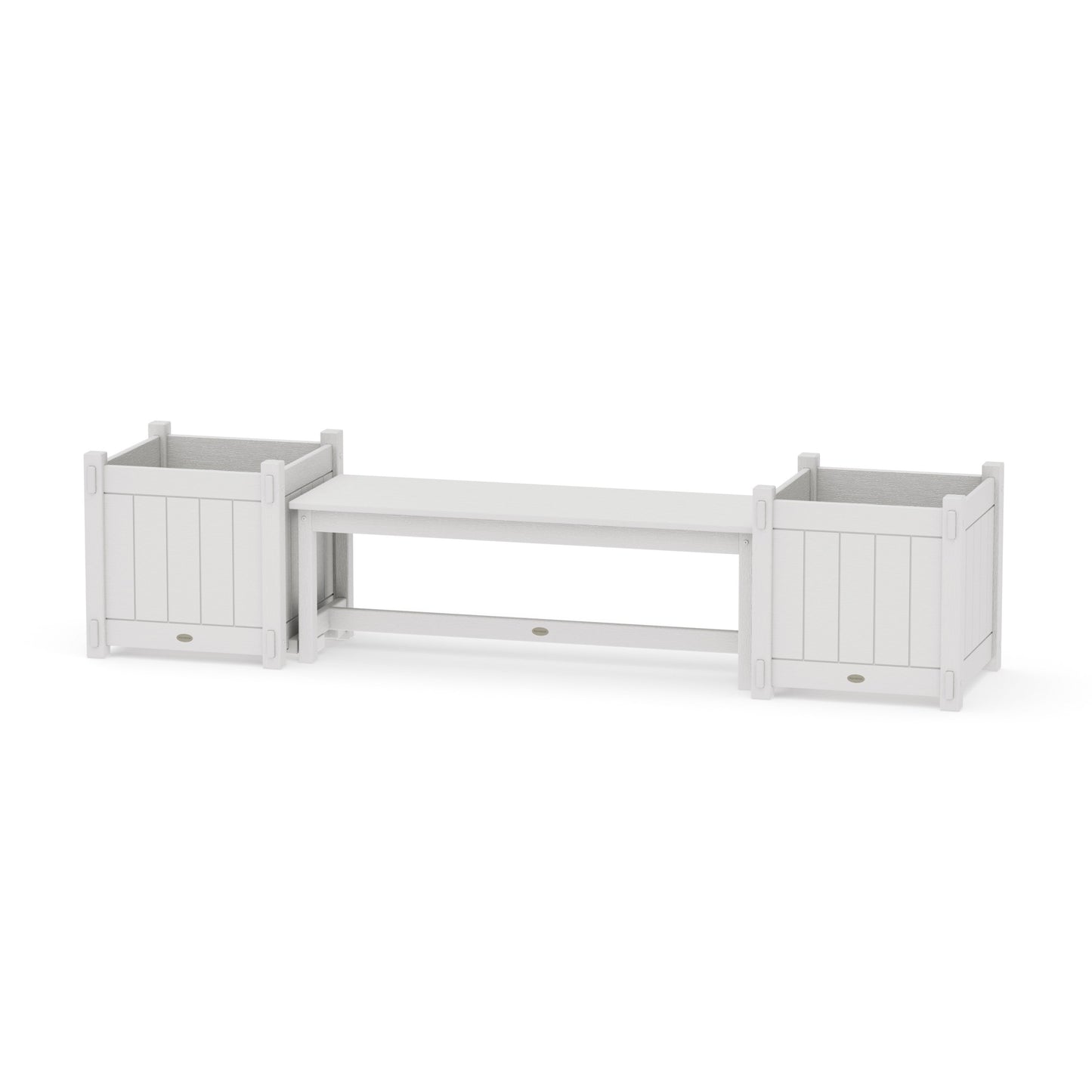 POLYWOOD 48" Vineyard Straight Planter Bench Set - Large — Vintage White