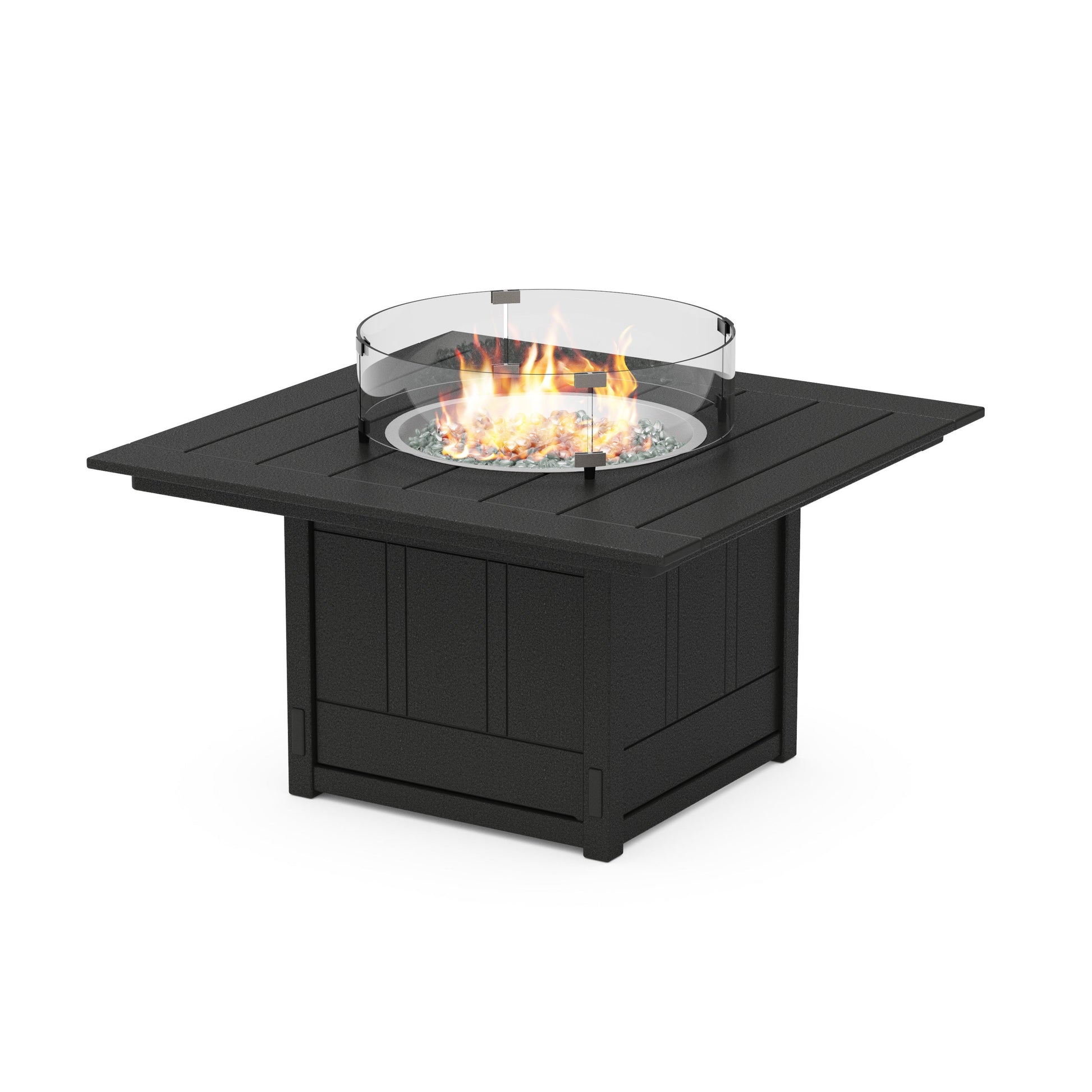 POLYWOOD Acadia Square 42" Fire Pit Table — Black