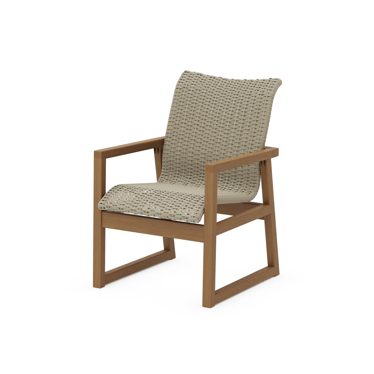 POLYWOOD EDGE Woven Dining Arm Chair — Natural / Dune Grass