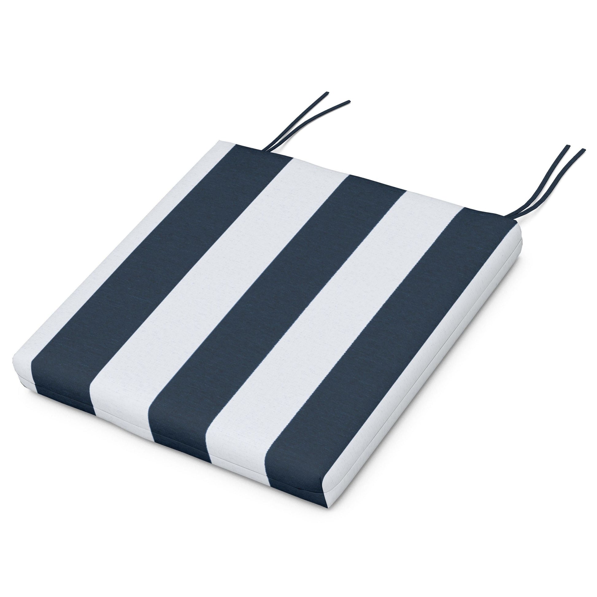 POLYWOOD Acadia Dining Side Seat Pad — Cabana Stripe Marine Indigo