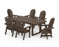 POLYWOOD Vineyard Curveback Adirondack Swivel Chair 7-Piece Dining Set — Kona
