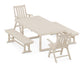 POLYWOOD Vineyard Folding Chair 5-Piece Dining Set with Benches — Sand