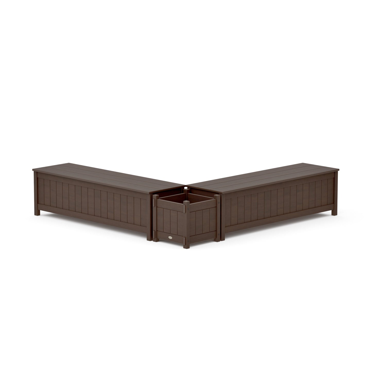 POLYWOOD 60" Vineyard L- Shaped Planter Storage Bench Set — Kona