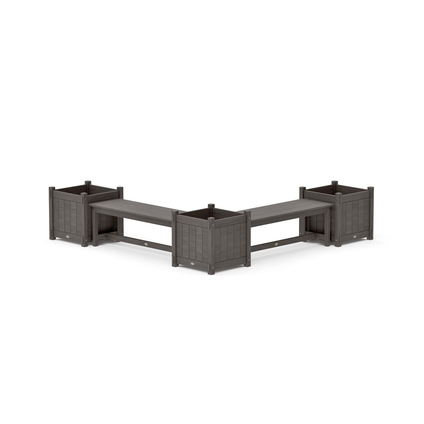 POLYWOOD 48" Vineyard L- Shaped Planter Bench Corner Set - Large — Driftwood