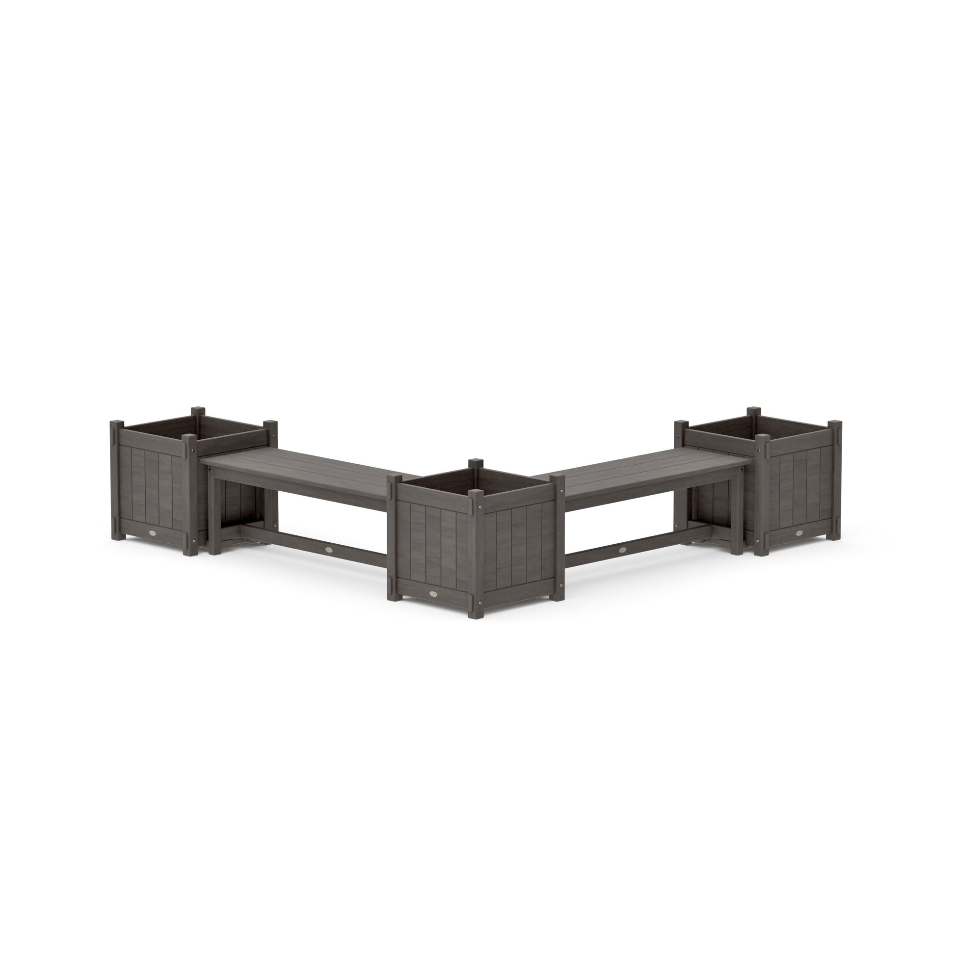 POLYWOOD 48" Vineyard L- Shaped Planter Bench Corner Set - Large — Driftwood