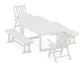 POLYWOOD Vineyard Folding Chair 5-Piece Dining Set with Benches — Vintage White