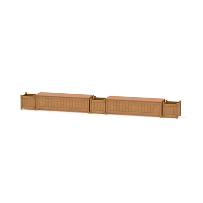 POLYWOOD 60" Vineyard Straight Double Planter Storage Bench Set — Natural
