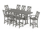 POLYWOOD Braxton 9-Piece Bar Set with Trestle Legs — Slate Grey