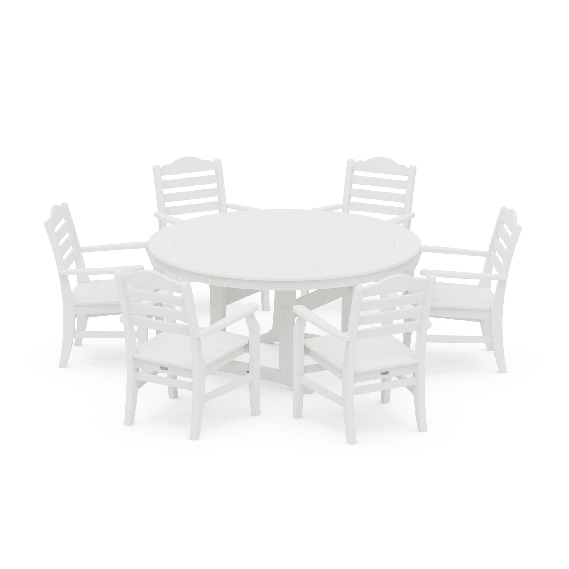 POLYWOOD Savannah 7-Piece Arm Chair Round Dining Set — White