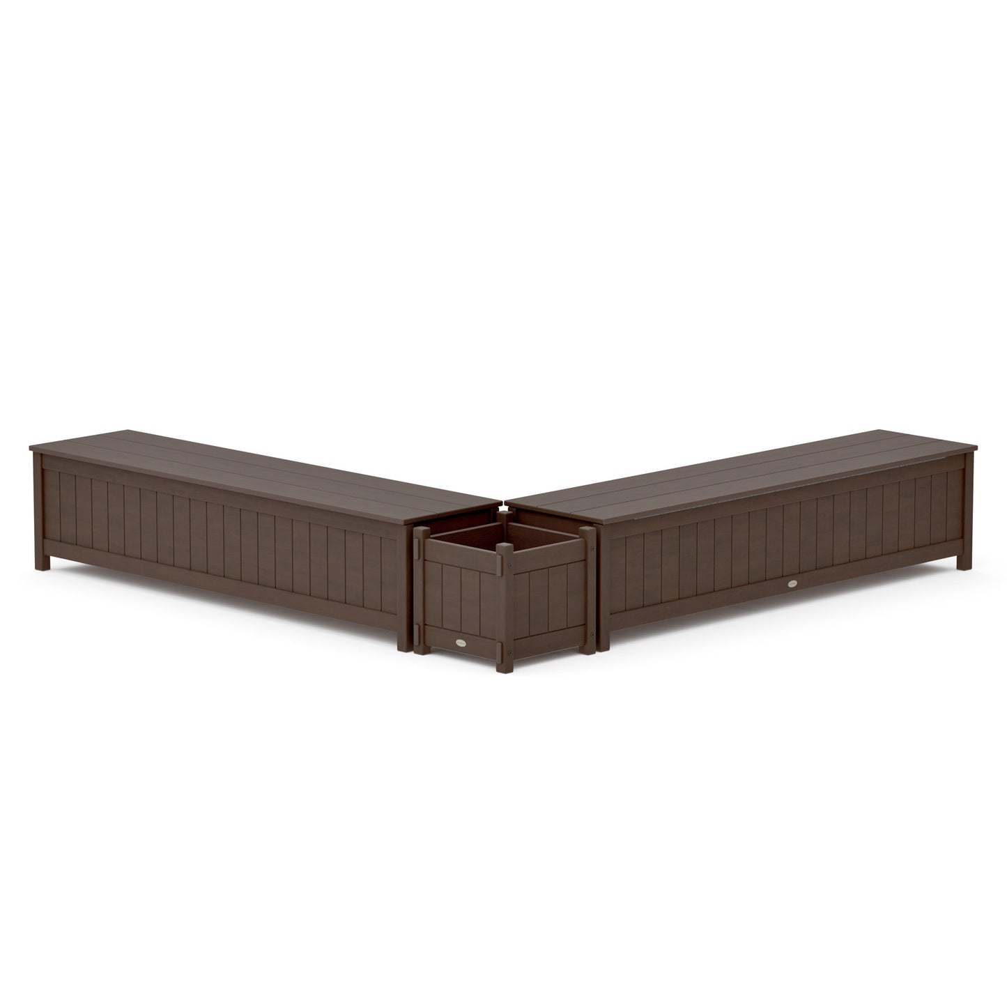 POLYWOOD 72" Vineyard L- Shaped Planter Storage Bench Set — Kona