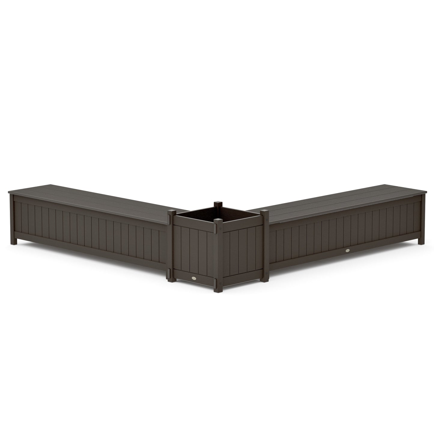 POLYWOOD 72" Vineyard L- Shaped Planter Storage Bench Set- Large — Vintage Coffee