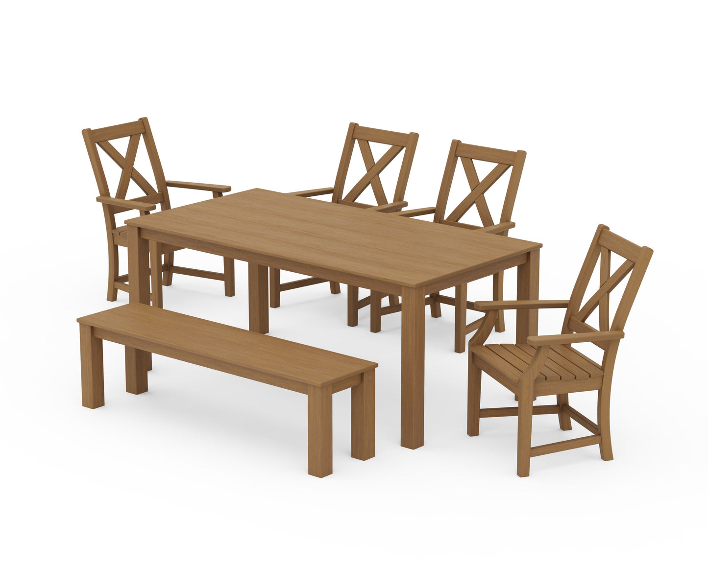 POLYWOOD Braxton 6-Piece Parsons Dining Set with Bench — Natural