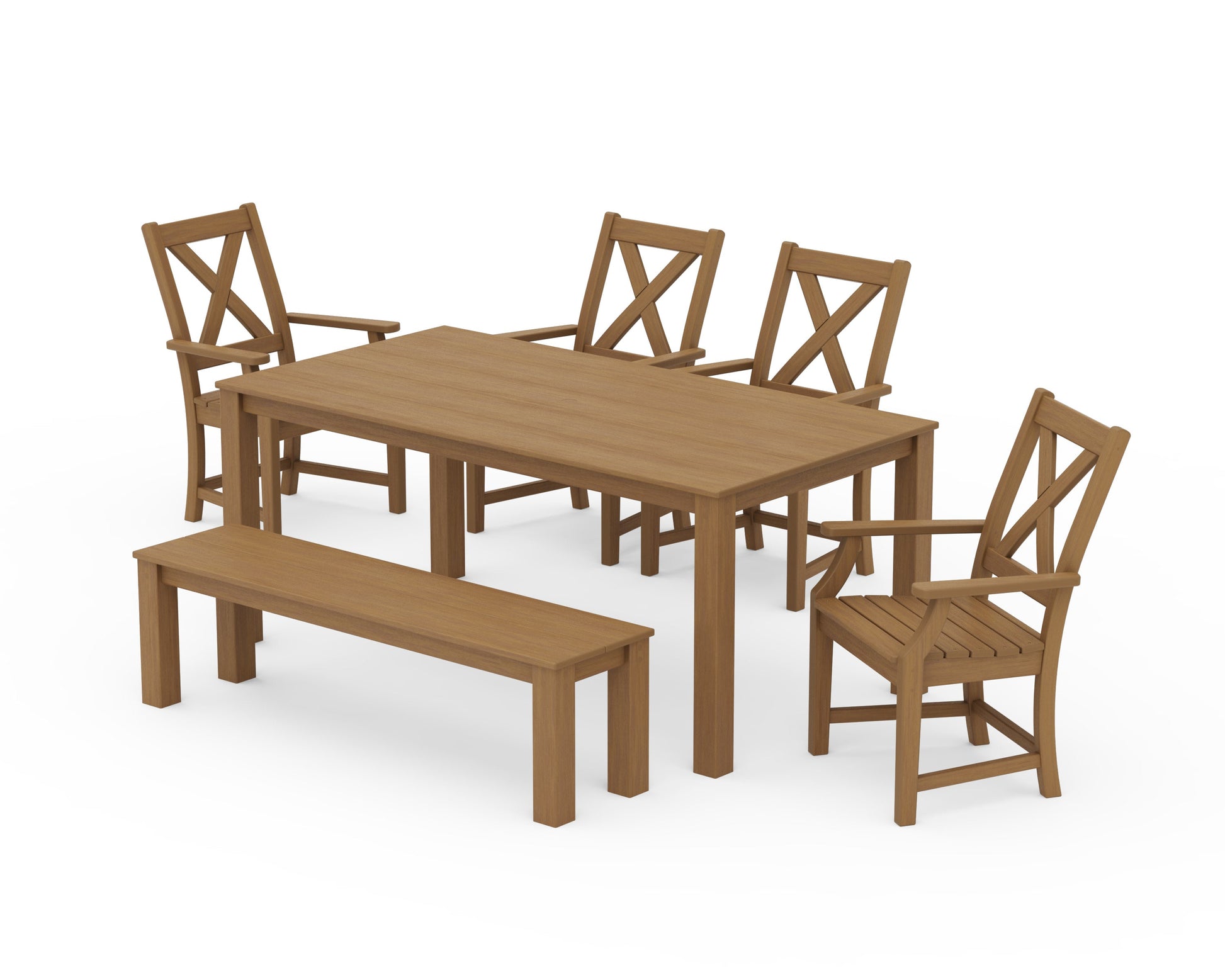 POLYWOOD Braxton 6-Piece Parsons Dining Set with Bench — Natural