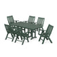 POLYWOOD Vineyard Folding Chair 7-Piece Farmhouse Dining Set — Green