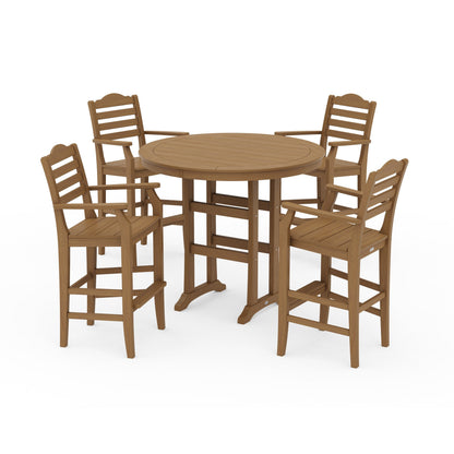 POLYWOOD Savannah 5-Piece Round Bar Set — Natural