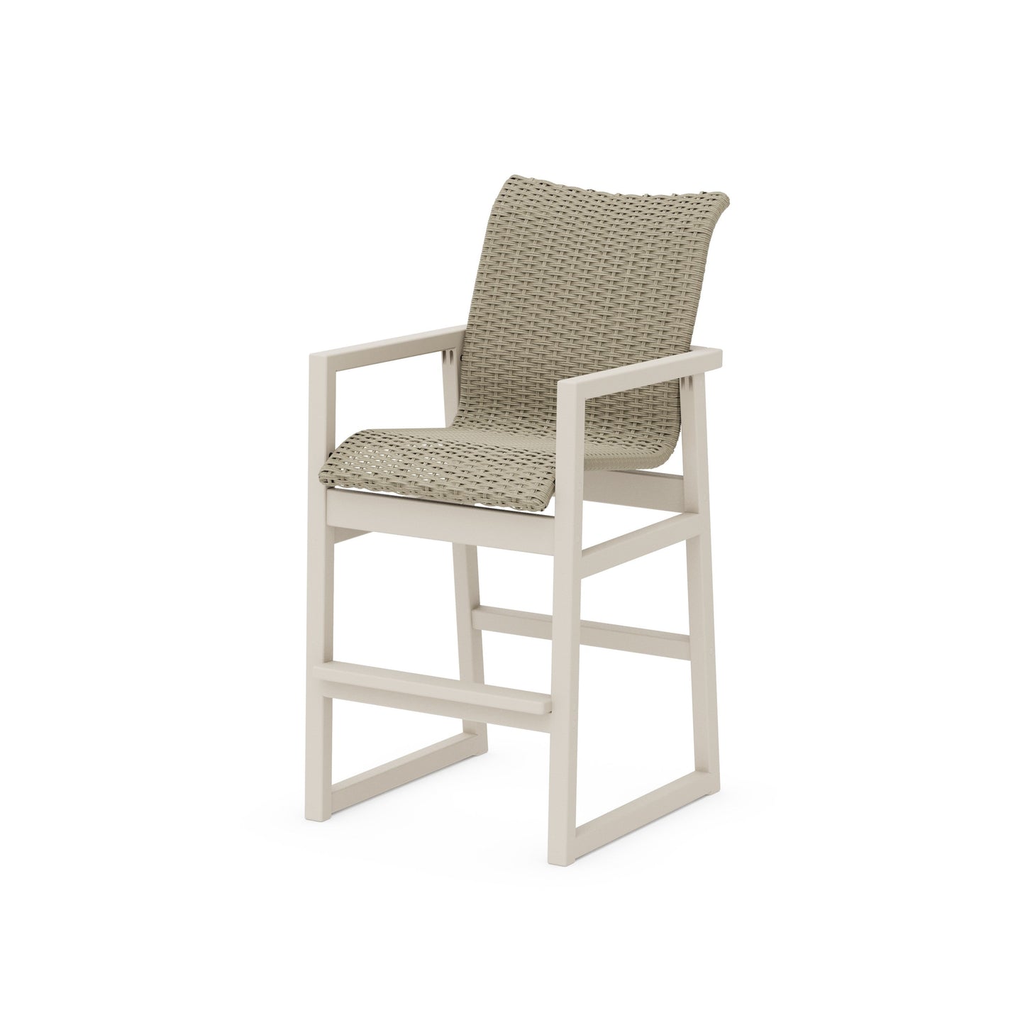 POLYWOOD EDGE Woven Bar Arm Chair — Sand / Dune Grass