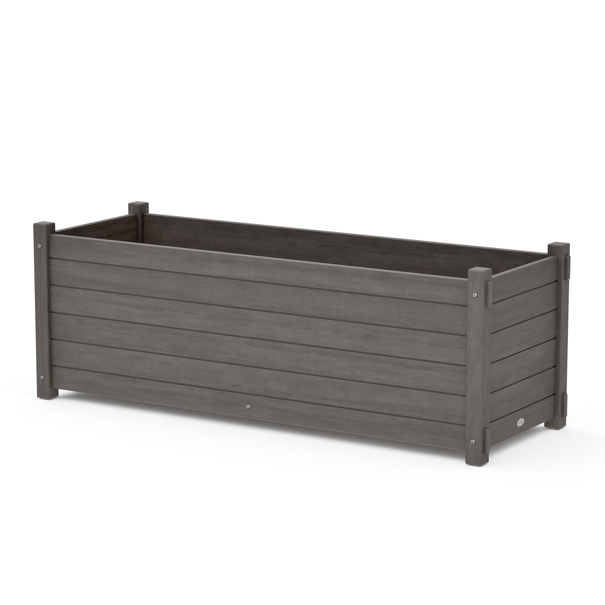 POLYWOOD Nautical Large Rectangle Triple Planter Box — Driftwood