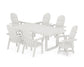 POLYWOOD Vineyard Curveback Adirondack Swivel Chair 7-Piece Dining Set — Vintage White
