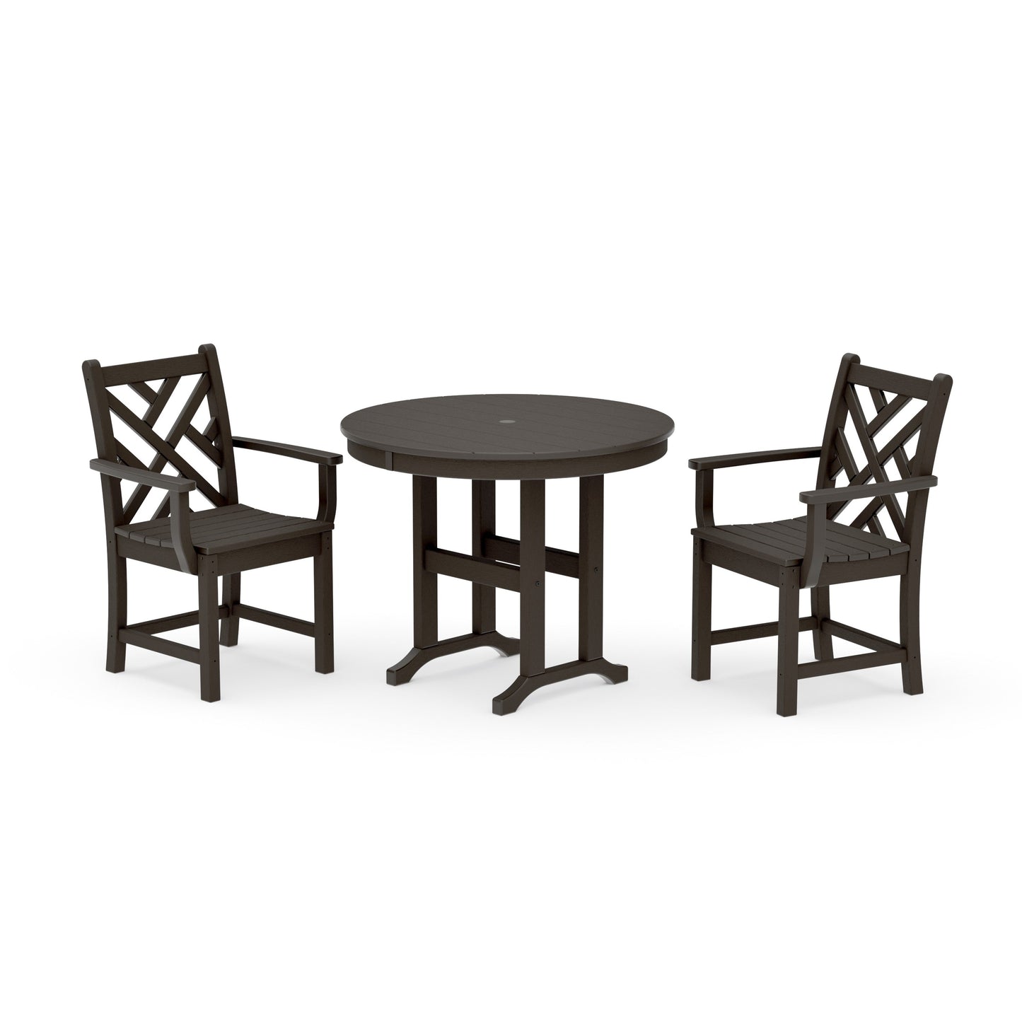 POLYWOOD Chippendale 3-Piece Round Dining Set — Vintage Coffee