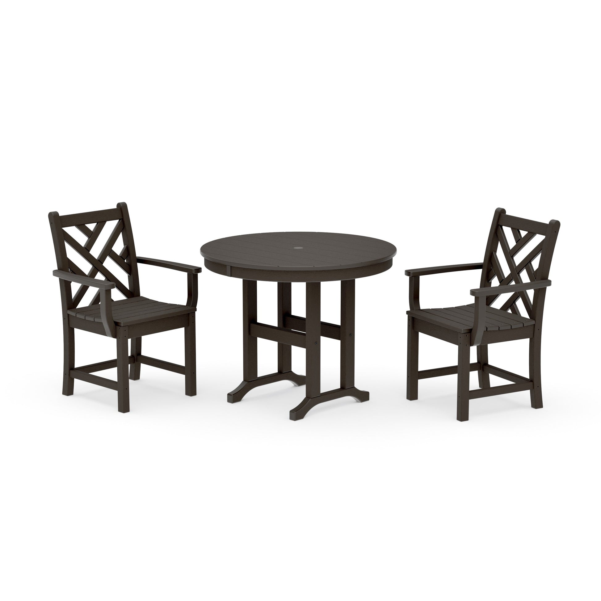 POLYWOOD Chippendale 3-Piece Round Dining Set — Vintage Coffee