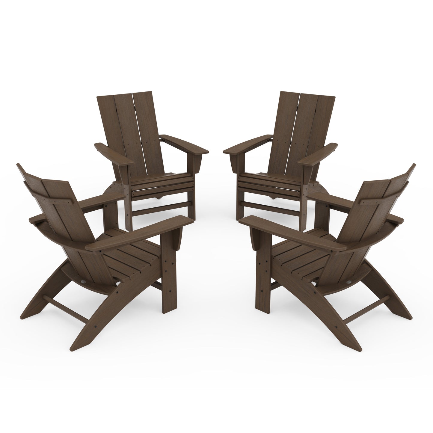 POLYWOOD 4-Piece Modern Curveback Adirondack Conversation Set — Kona