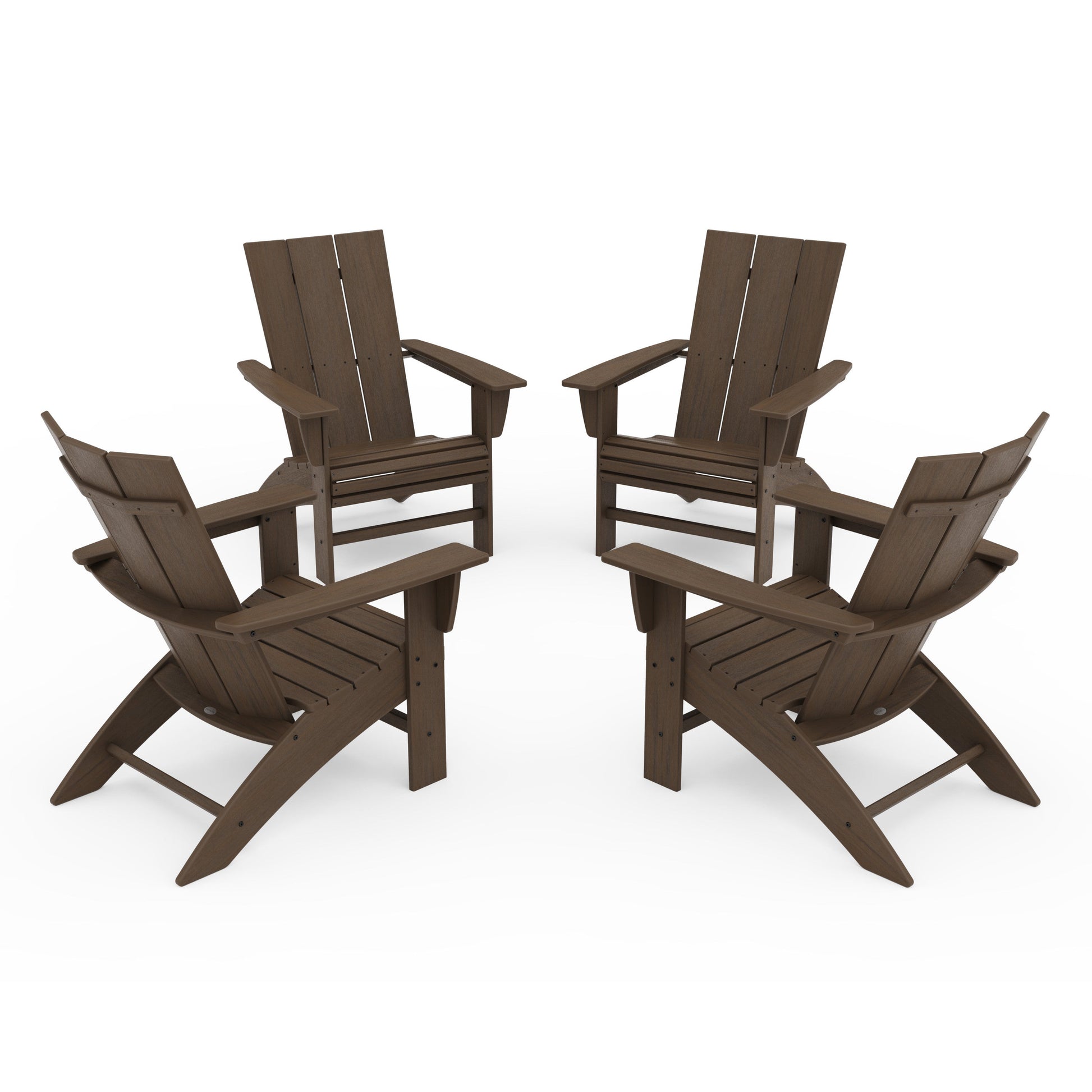 POLYWOOD 4-Piece Modern Curveback Adirondack Conversation Set — Kona
