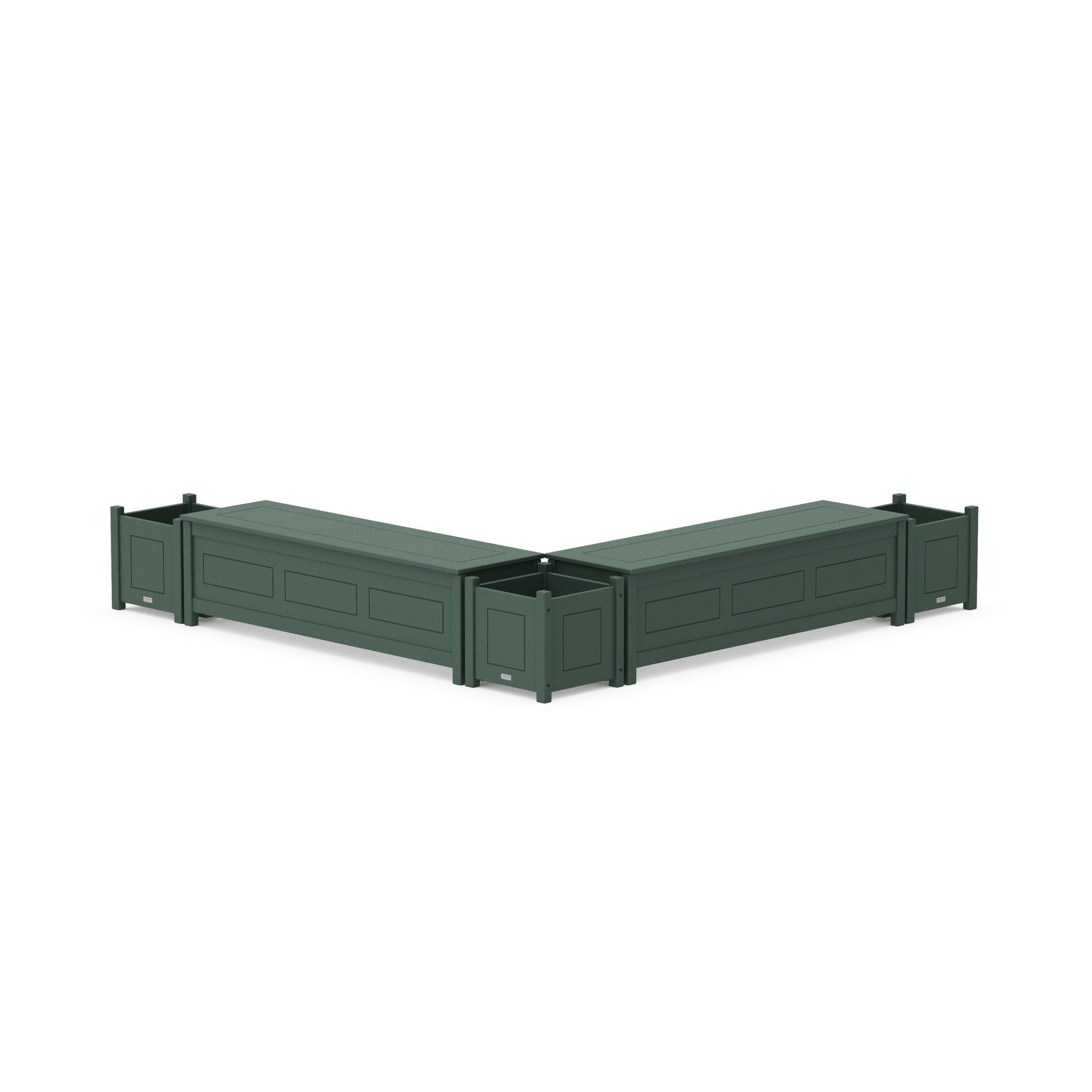 POLYWOOD 60" Country Living L- Shaped Planter Storage Bench Corner Set — Green