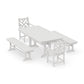 POLYWOOD Chippendale 5-Piece Dining Set with Trestle Legs — Vintage White