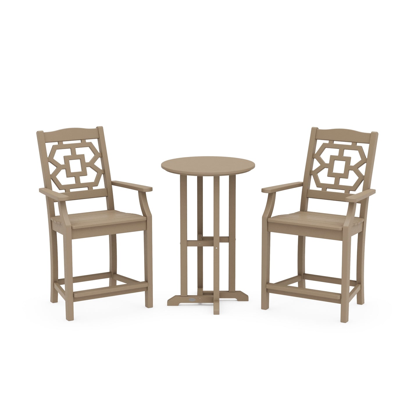 POLYWOOD Chinoiserie 3-Piece Farmhouse Bistro Counter Set — Vintage Sahara