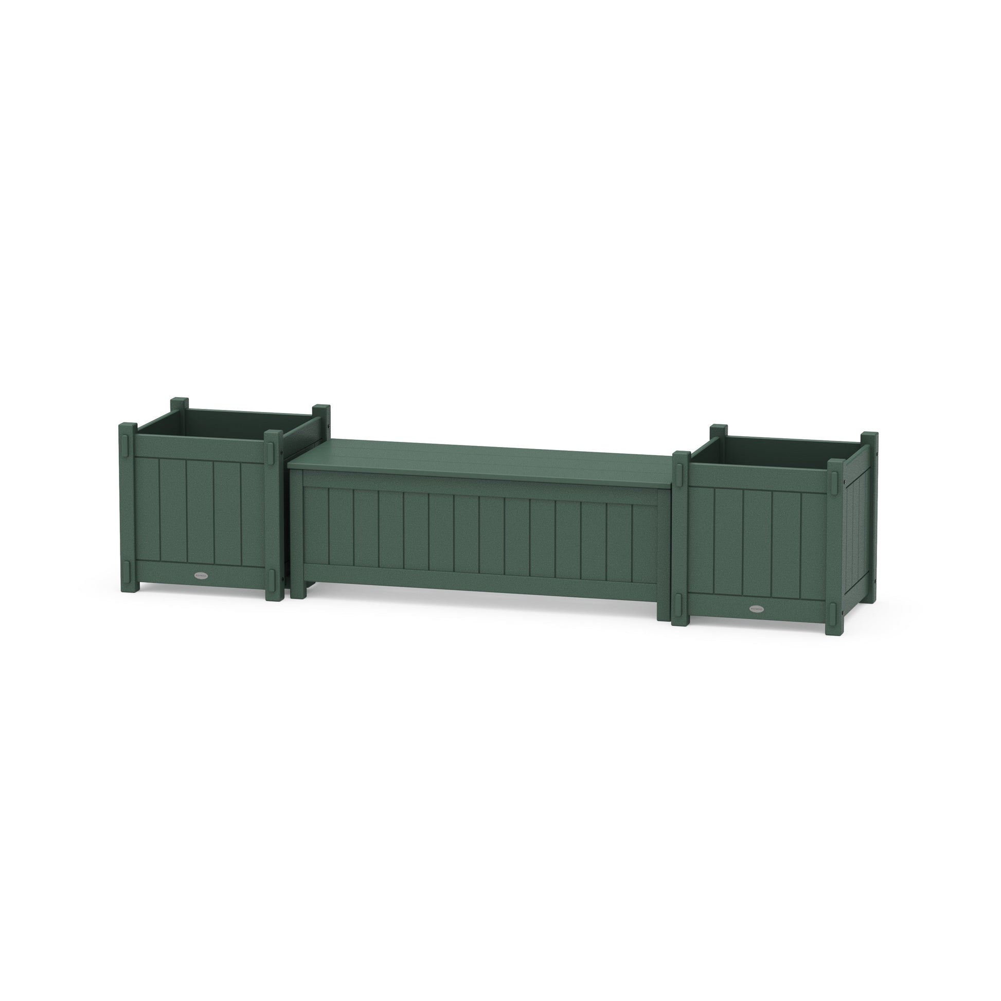 POLYWOOD 48" Vineyard Straight Planter Storage Bench Set- Large — Green