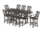 POLYWOOD Braxton 9-Piece Bar Set with Trestle Legs — Vintage Coffee