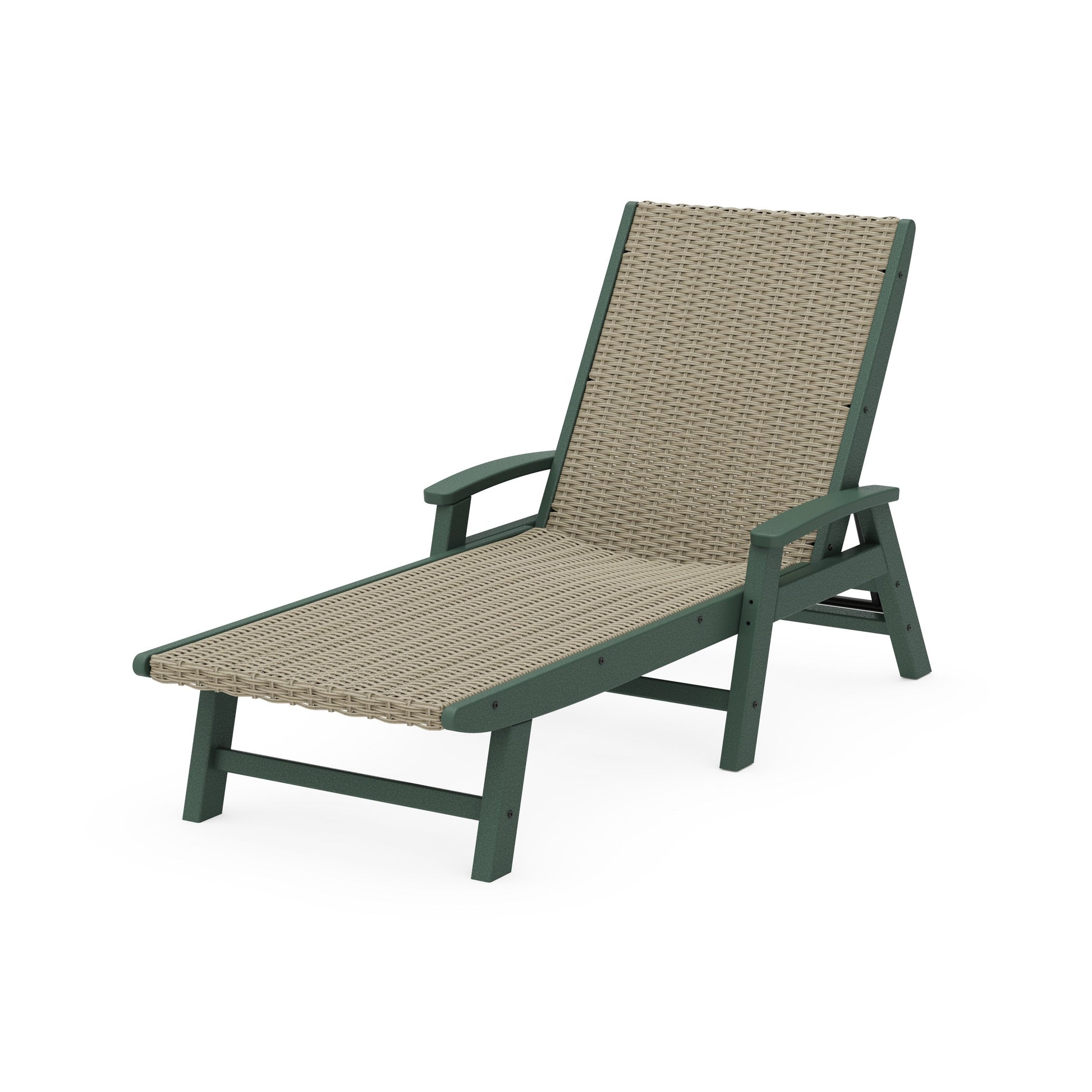 POLYWOOD Coastal Woven Chaise with Arms — Green / Dune Grass