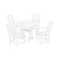 POLYWOOD Chinoiserie 5-Piece Farmhouse Dining Set with Trestle Legs — White